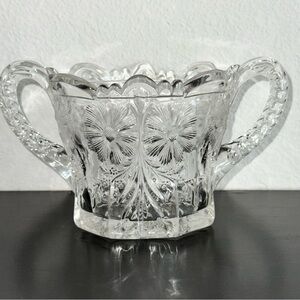 Elegant Clear Glass Sugar Bowl antique pressed glass